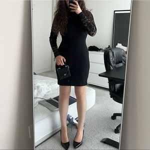 Lulus Lace Up Your Sleeve Black Lace Long Sleeve Bodycon Dress